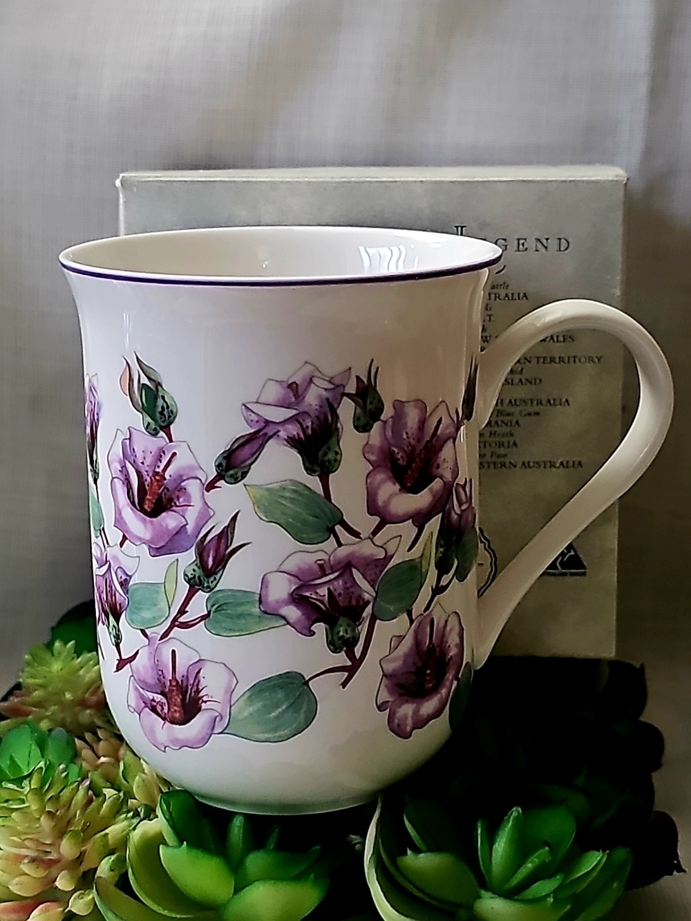 Porcelain Floral Mug in Lavender and Green